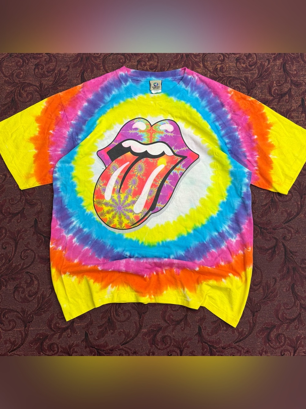 Vintage Liquid Blue Rolling Stones Tie Dye T-Shirt